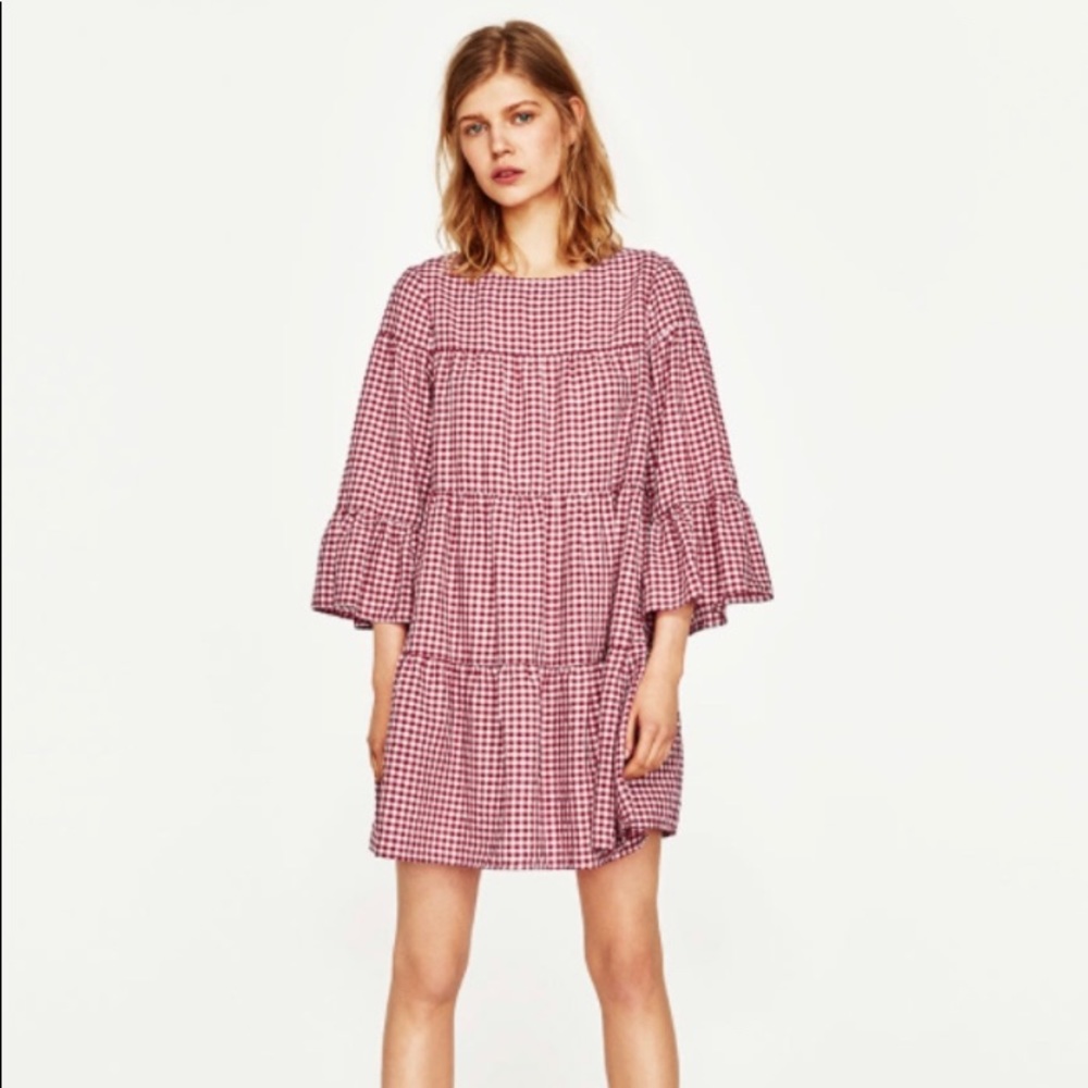 Zara Red Gingham dress size xs